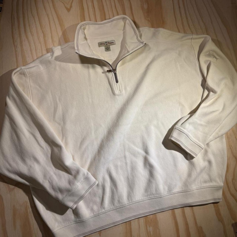 Vintage Tommy Bahama cream quarter zip sweatshirt